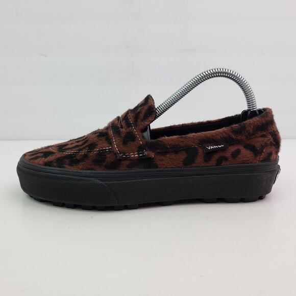 Vans Style 53 Womens Size 5.5 Brown Leopard Slip On Low Chunky Penny Loafer Shoe - Picture 3 of 11